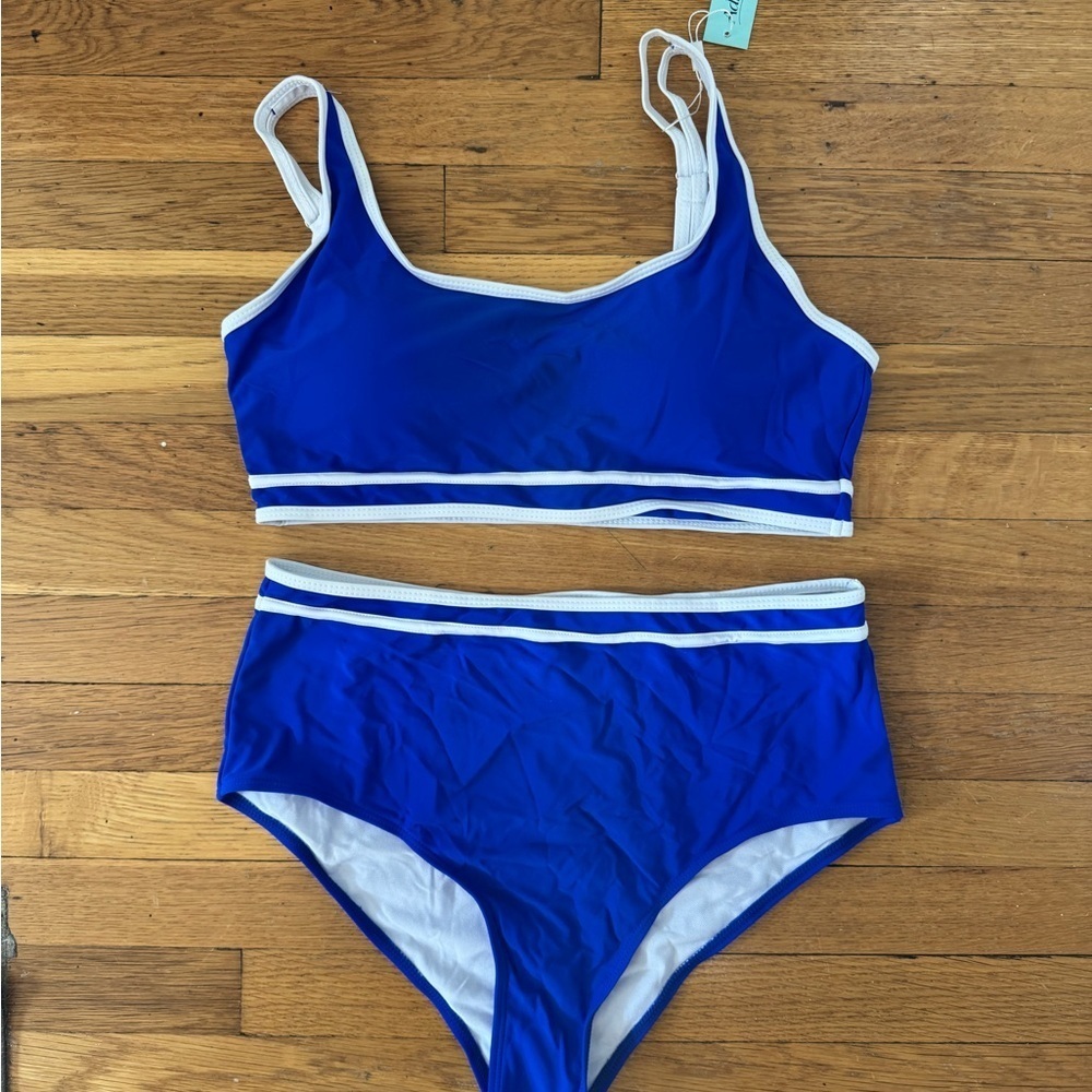 Blue and White Athletic Bikini - Picture 8 of 12